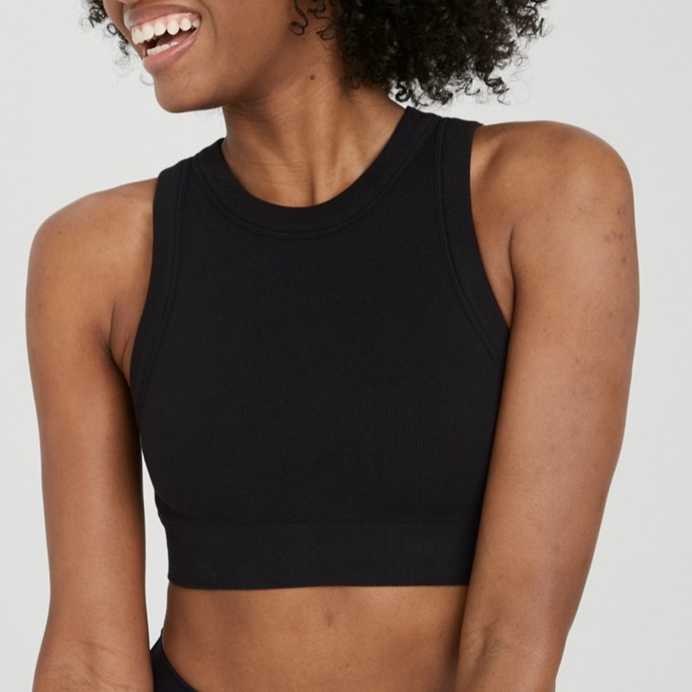 Aerie Offline Black High Neck Sports Bra